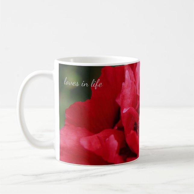 Taza De Café Doble amapola roja de opio (Izquierda)