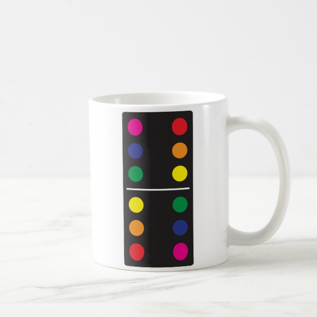 Taza de café doble del dominó del arco iris (Derecha)
