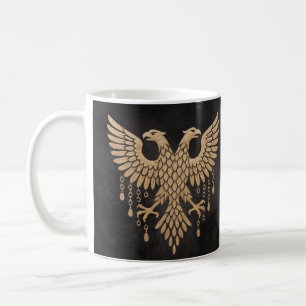 Taza De Café Doble Dorado Cuervo Mitología Nórdica Negro
