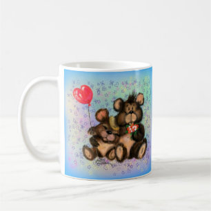 Taza De Café Doble oso con regalo de pulsera de globo cardíaco