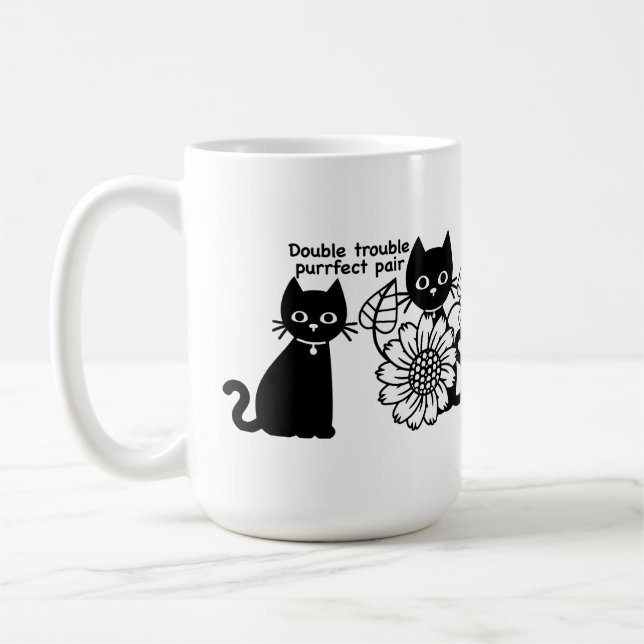 Taza De Café Doble problema Purrfect Par Cat Mug (Izquierda)