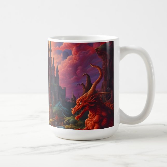 Taza De Café Doble tu fantasía final de dragón (Derecha)