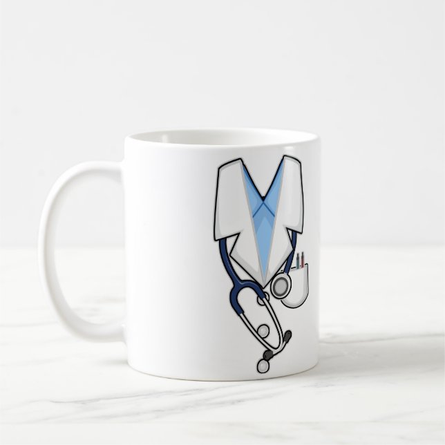 Taza De Café Doctor Costume White Lab Coat Stethoscope (Izquierda)
