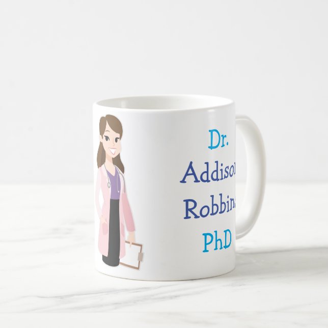 Taza De Café Doctor (su nombre) personalizado para graduación (Anverso derecho)