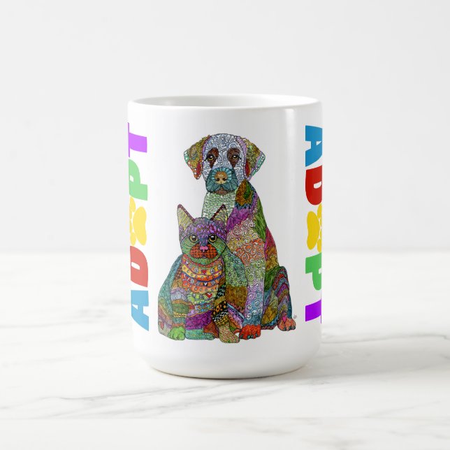 Taza De Café Dog and Cat Pet Adoption Awareness Mug (Centro)
