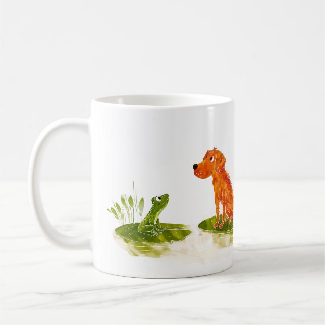 Taza De Café Dog and Frog Cartoon (Izquierda)