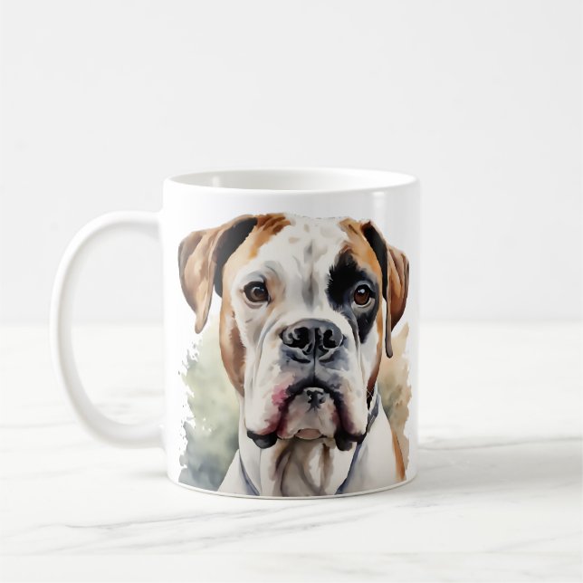 Taza De Café Dog Boxer Pose en acuarela (Izquierda)