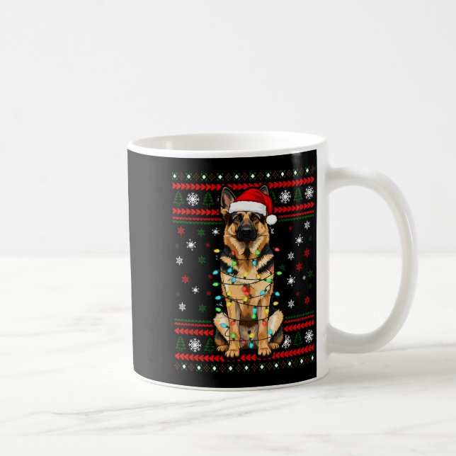 Taza De Café Dog Christmas, German Shepherd Christmas Lights Ug (Derecha)