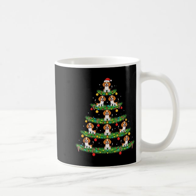 Taza De Café Dog Christmas Tree, Beagle Puppy Holiday Design Fo (Derecha)