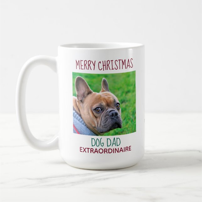 Taza De Café Dog Dad - Feliz Mascota de Navidad Dog Photo (Izquierda)