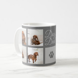 Taza De Café Dog Dad Paw Imprimir Ocho Fotos Personalizado