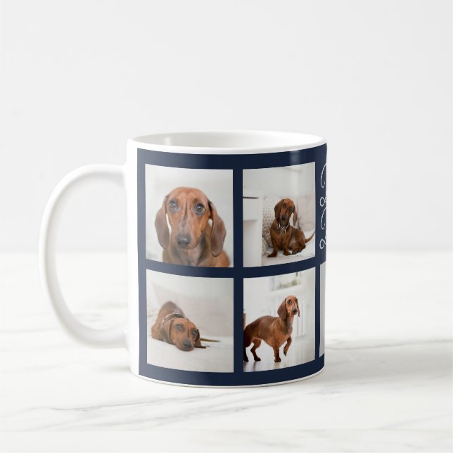 Taza De Café Dog Dad Paw Imprimir Ocho Fotos Personalizado (Izquierda)