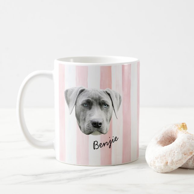 Taza De Café Dog Face | Custom Pet Photo and Name (Con donut)