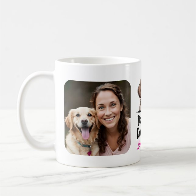 Taza De Café Dog Hair, Don't Care Retriever Puppy Photo Name (Izquierda)