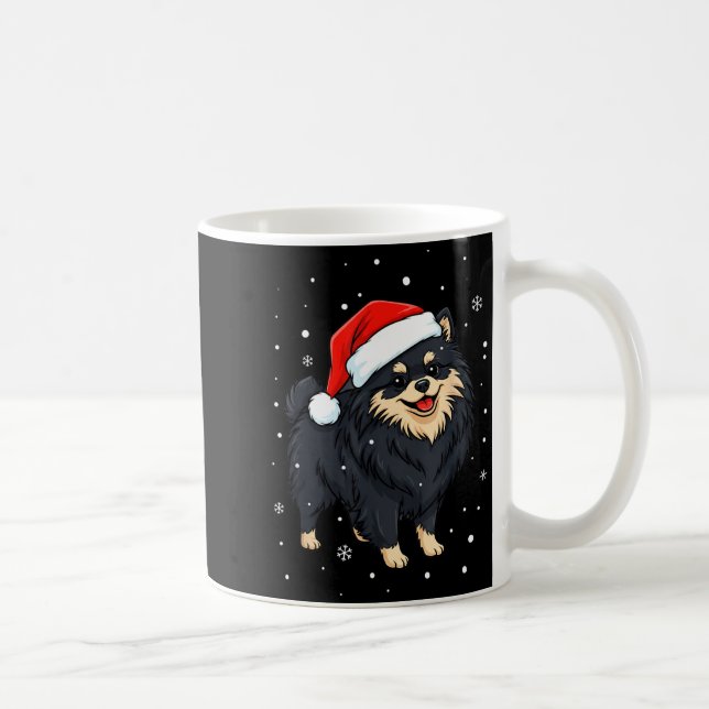 Taza De Café Dog Holiday Meranian Dog Santa Illustration - Fluf (Derecha)