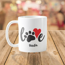 Dog Love Mascota Paw Print y Heart Custom Name