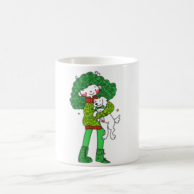 Taza De Café Dog Lover Hug Mug – Cute Girl and Puppy Coffee Cup (Centro)