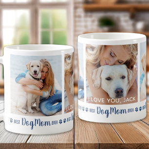 Taza De Café Dog Lover Personalizado 3 Photo Dog Mom