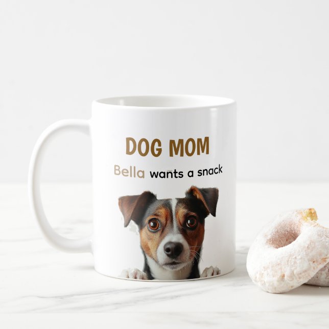 Taza De Café Dog Mom Cute Puppy Coffee Quote Design (Con donut)