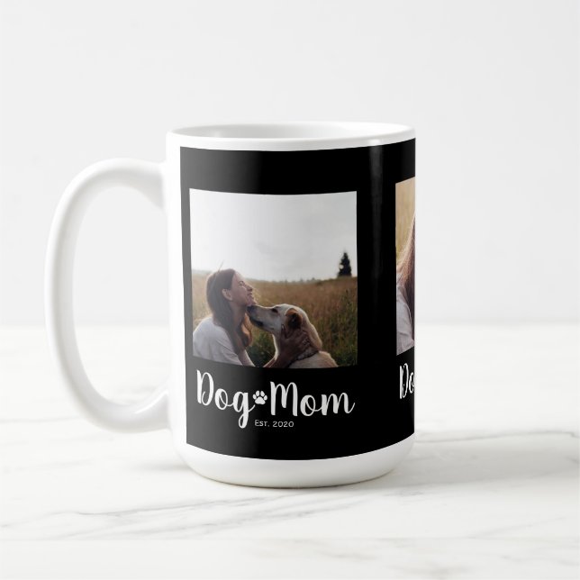 Taza De Café Dog Mom Established Script Black 3 Photo  (Izquierda)