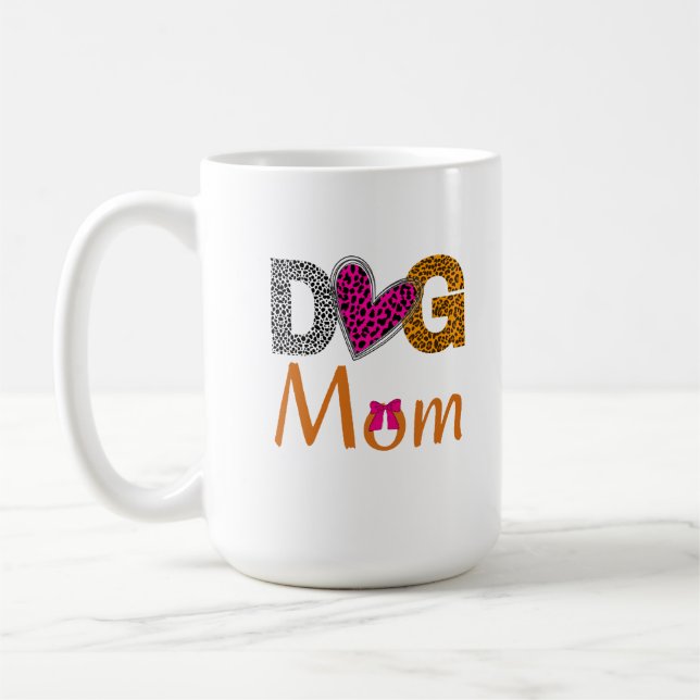 Taza De Café Dog Mom Leopard Print/Trending Dog  Lover Gift (Izquierda)