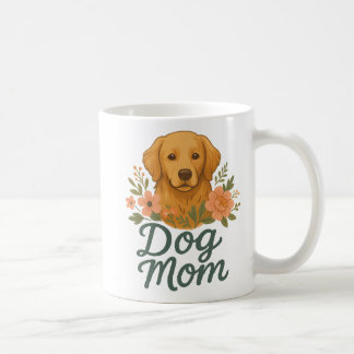 Taza De Café Dog Mom Mug – Golden Retriever Floral Design – Cut
