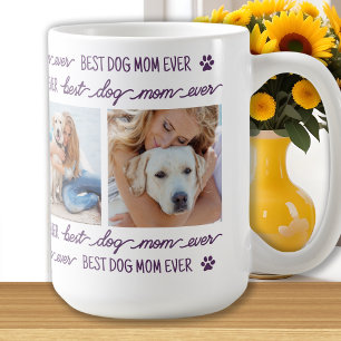 Taza De Café DOG MOM Personalizado 4 Collage de fotos