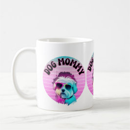 Taza De Café Dog Mommy Sunset en rosa con gafas de sol