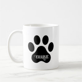 Taza De Café Dog Paw Name Silhouette Design
