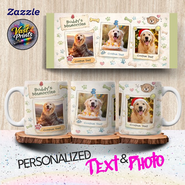 Taza De Café Dog Photo Collage Paw Print Memories (Dog Photo Collage Paw Print Memories Coffee Mug)