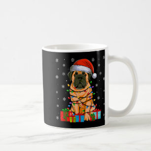 Taza De Café Dog Ugly Xmas alumbra Santa Hat English Mastiff Do