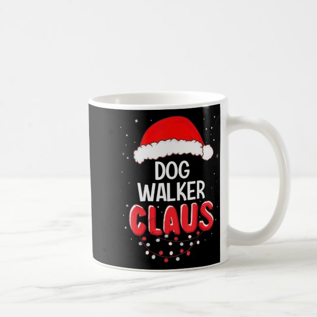 Taza De Café Dog Walker Santa Claus Christmas Matching Costume  (Derecha)