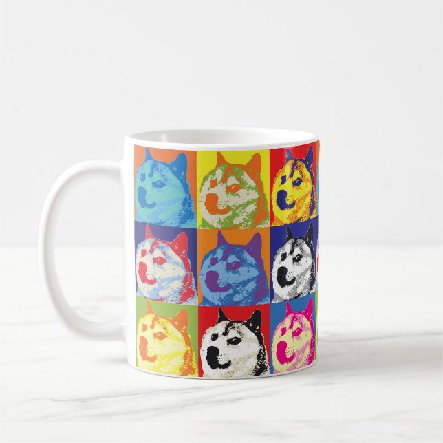 Taza De Café Dogecoína de arte pop (Izquierda)