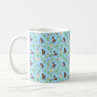 Taza de café Dogo Alemán Floral Primaveral Kawaii