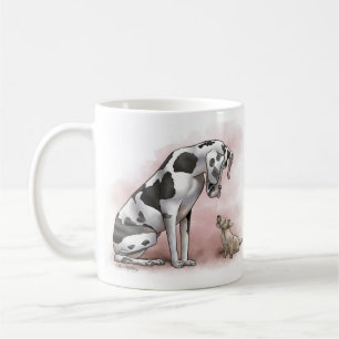 Taza De Café Dogo Danés y Terrier Escocés Dibujo Animado