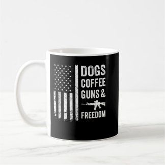 Taza De Café DOGS COFFEE GUNS & FREEDOM - Funny Pro Gun America