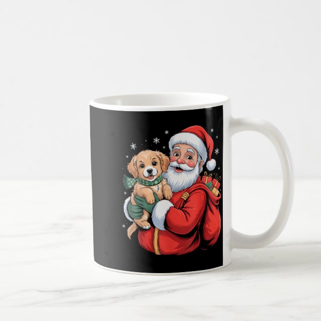 Taza De Café Dogs Golden Retriever Puppy Santa Christmas Funny  (Derecha)