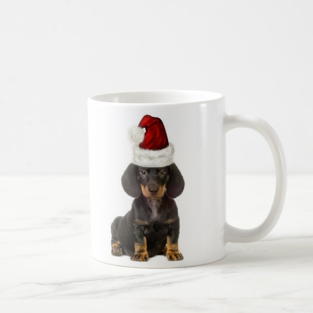 Taza De Café Dogs~Original Ditzy Mug~Dachshund~Christmas (Derecha)