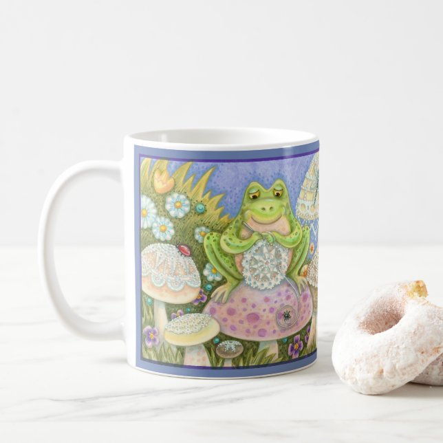 Taza De Café Doilis Hagan Un Hoppy Home FROG MUG *Personalizar (Con donut)