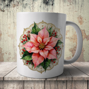 Taza De Café Doily de Poinsettia Vintage