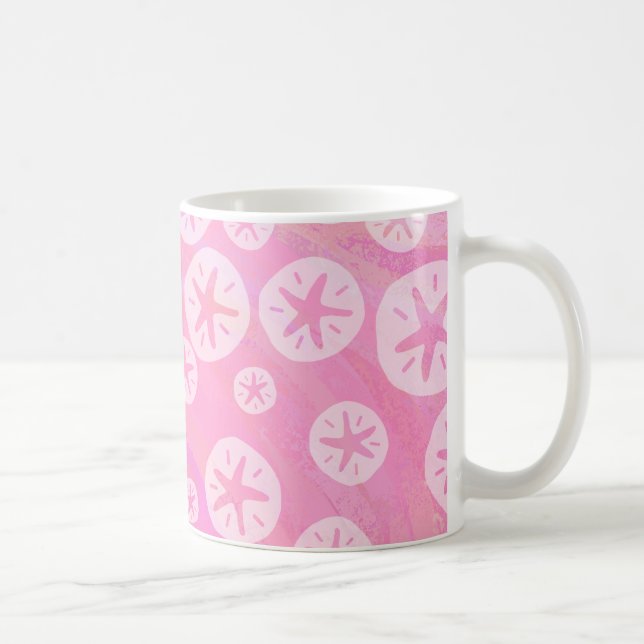 Taza De Café Dolar de arena blanco y rosa (Derecha)