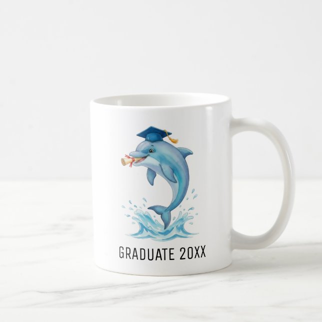 Taza De Café Dolphin Graduation Personalized (Derecha)