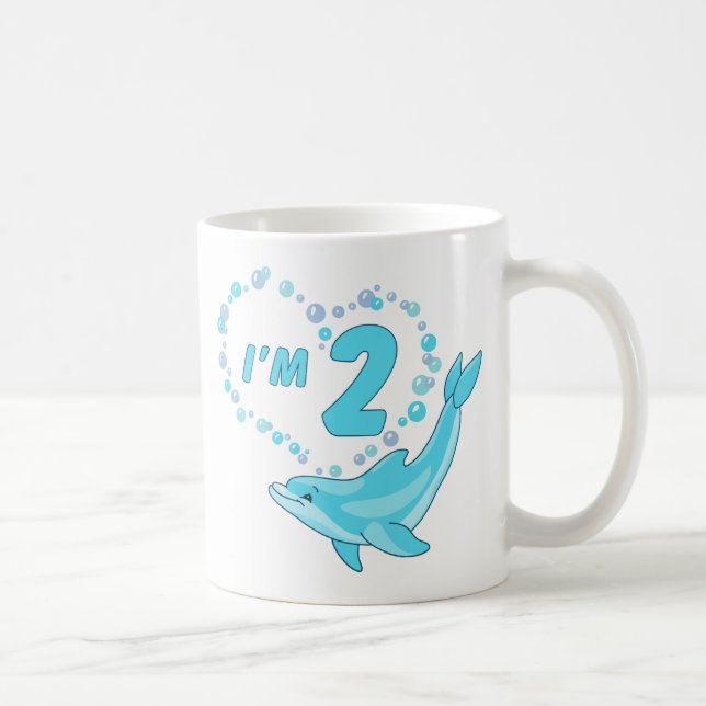 Taza De Café Dolphin Heart 2º cumpleaños (Derecha)