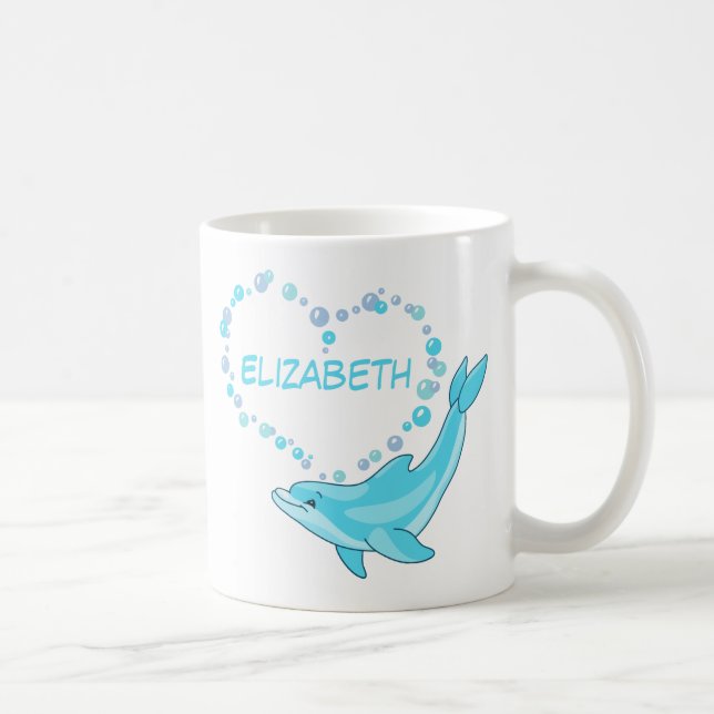 Taza De Café Dolphin Heart Personalizado (Derecha)