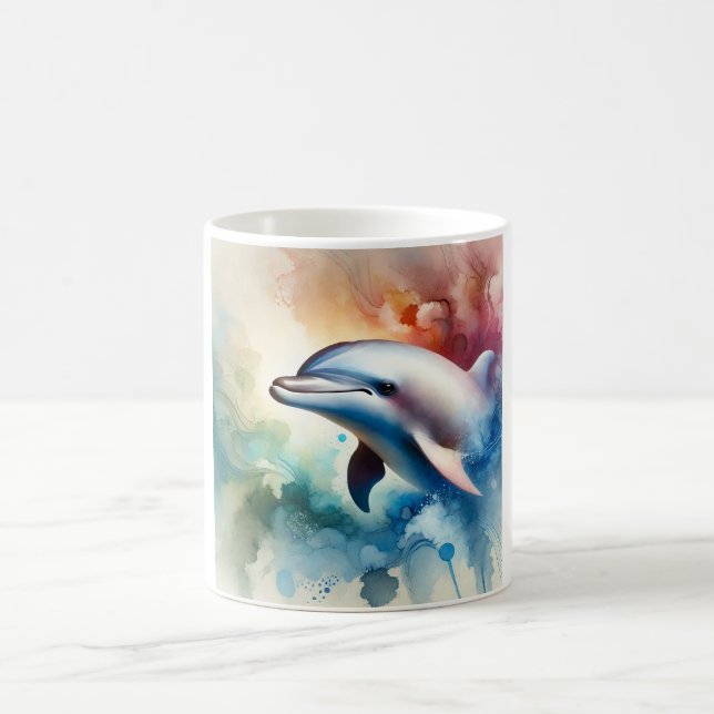 Taza De Café Dolphin in Serene Waters 170724AREF152 - Watercolo (Centro)
