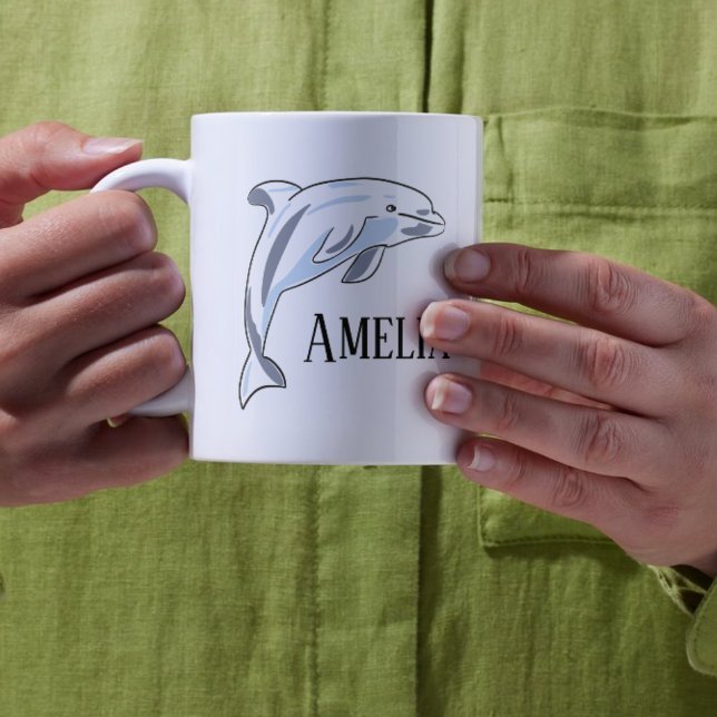 Taza De Café DOLPHIN personalizado de los niños (Kid's Personalized DOLPHIN Coffee Mug)