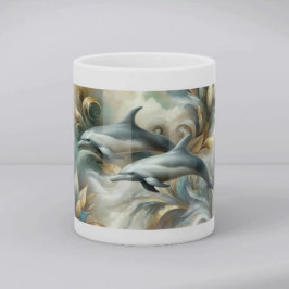 Taza De Café Dolphins Golden Botanical Dreamscape