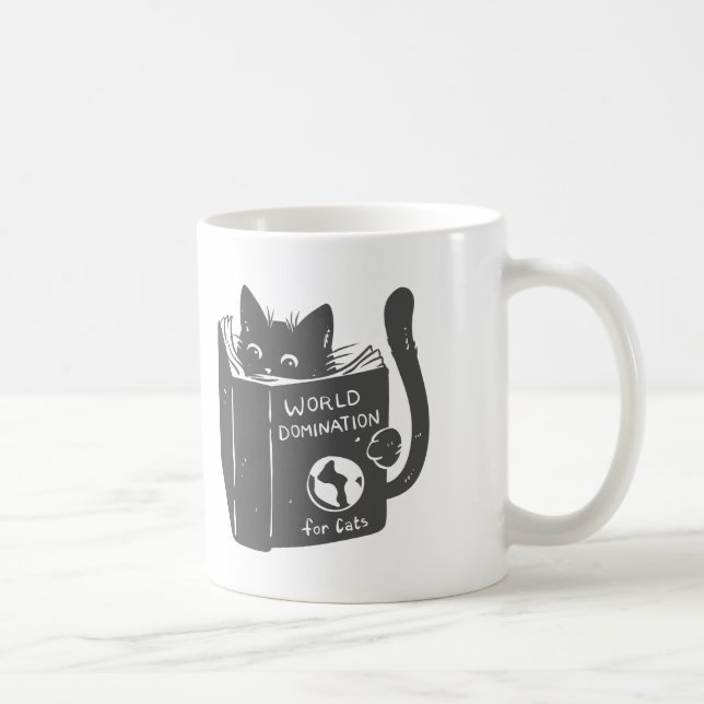 Taza De Café Dominación del mundo del gato para gatos - Elegir  (Derecha)