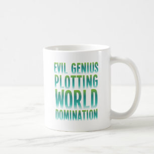 TAZA DE CAFÉ DOMINACIÓN MALVADA DEL MUNDO DEL TRAZADO DEL GENI