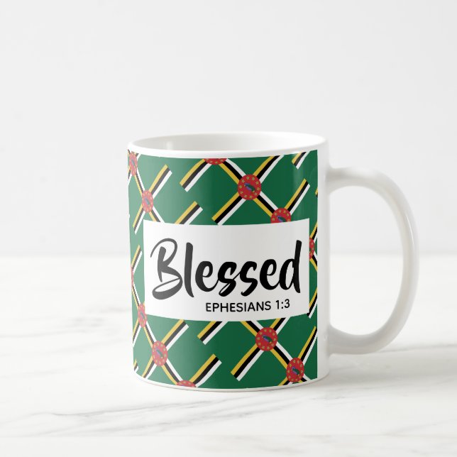 Taza De Café DOMINICA FLAG Christian Blessed Bible Personalizad (Derecha)